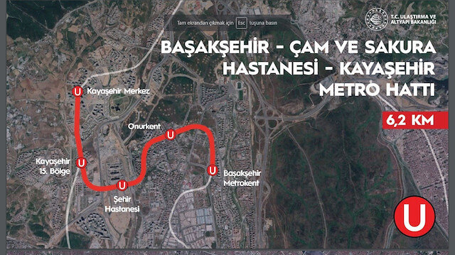  Ulaştırma ve Altyapı Bakanlığı, Başakşehir-Kayaşehir Metro Hattı’nı bu yıl tamamlayacak