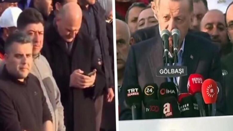  Cumhurbaşkanı Erdoğan’ın basın açıklaması sırasında dikkat çeken görüntü! Herkes “Soylu niye orada?” sorusunu sordu