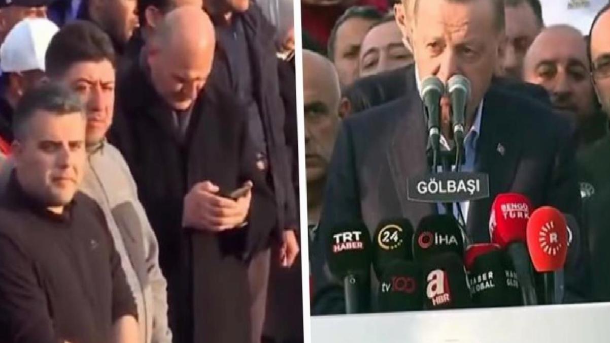 Cumhurbaşkanı Erdoğan’ın basın açıklaması sırasında dikkat çeken görüntü! Herkes “Soylu niye orada?” sorusunu sordu