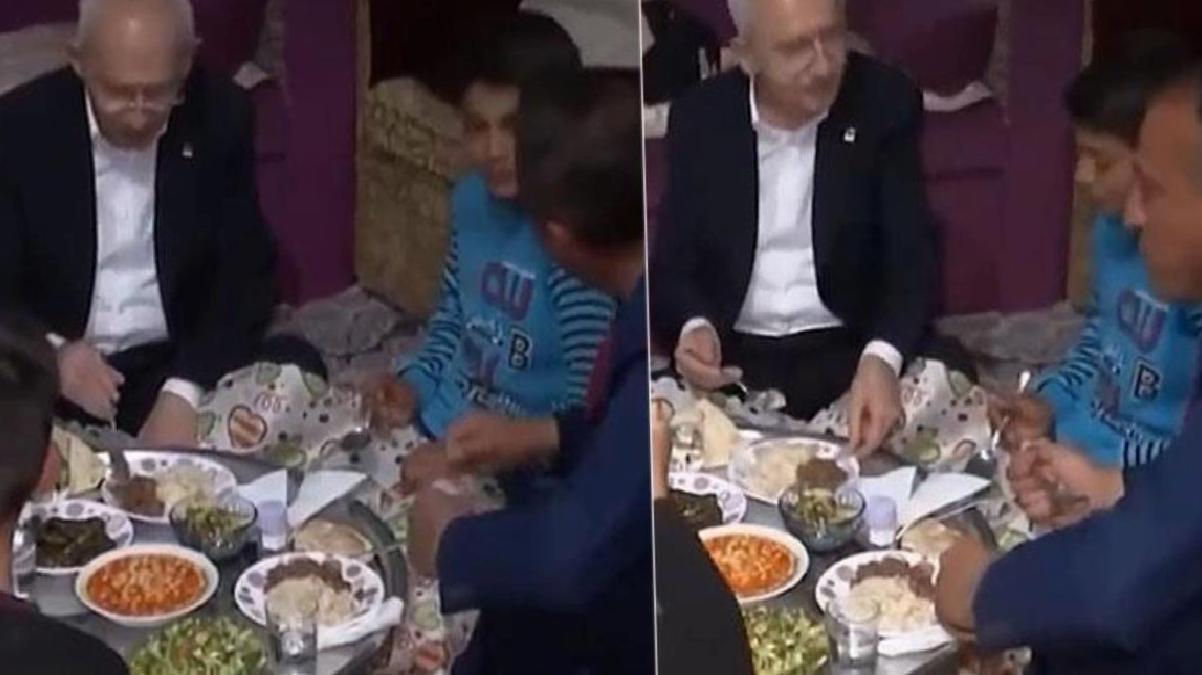 Kılıçdaroğlu’nun yer sofrasındaki görüntüsü gündem oldu! Yemeğin etli kısmını çocuğa doğru çevirdi