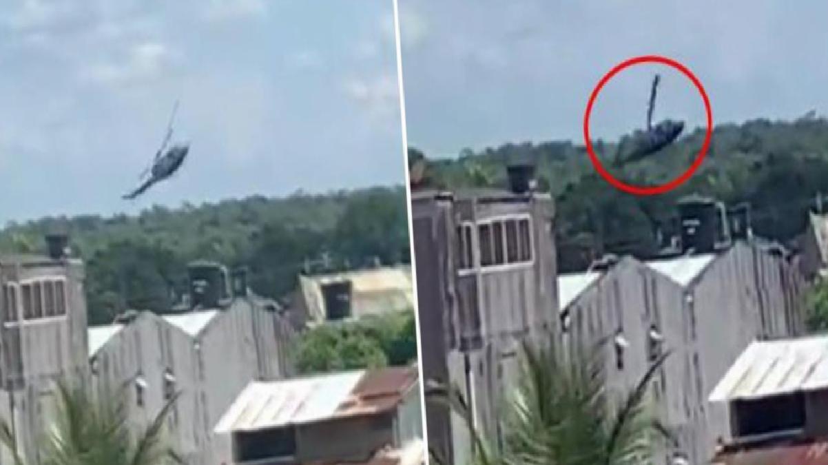 Kolombiya’da askeri helikopter düştü! 4 askerin öldüğü kaza kamerada