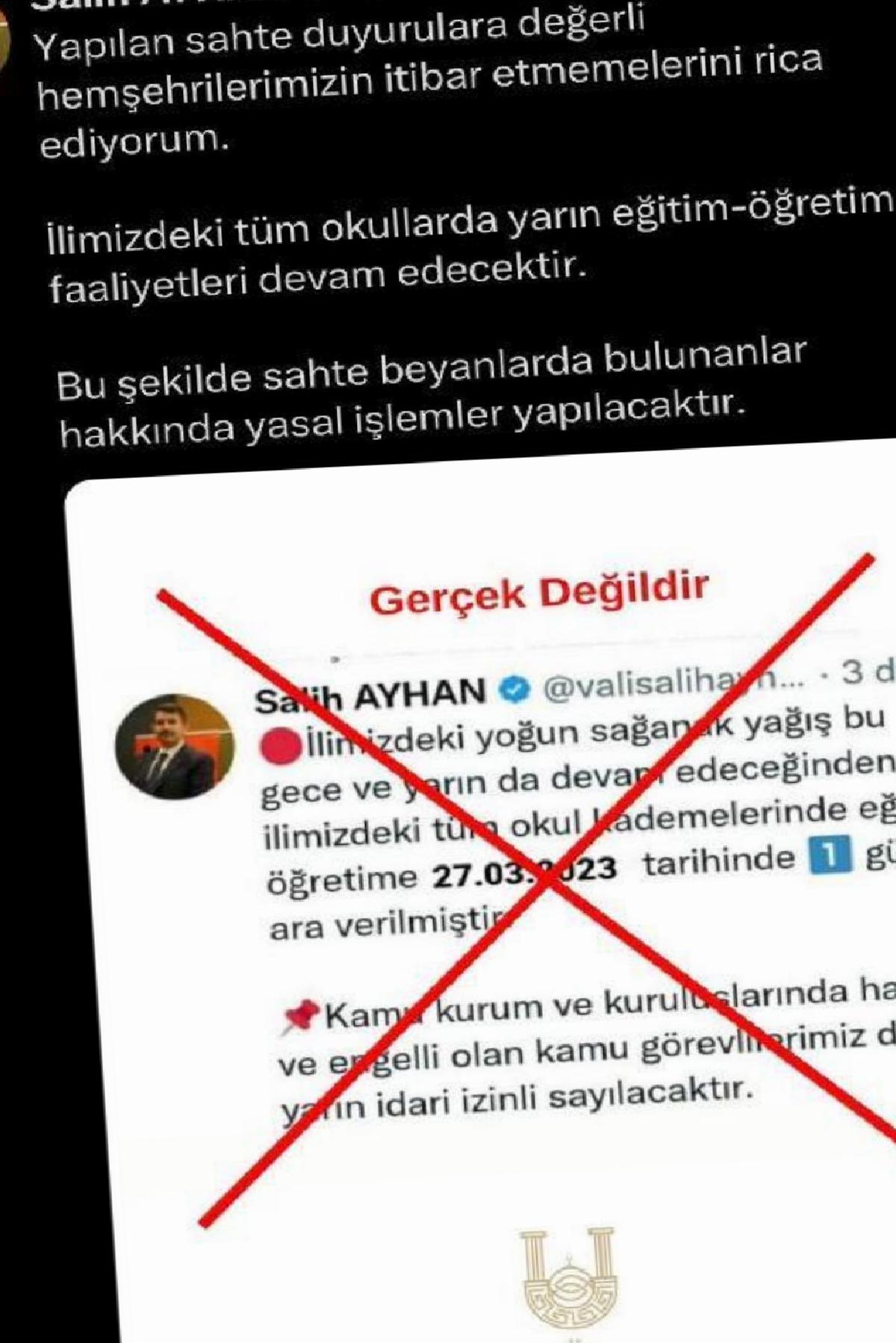 Sahte vali hesabı açıp, ‘Şanlıurfa’da okullar tatil’ paylaşımı yaptılar